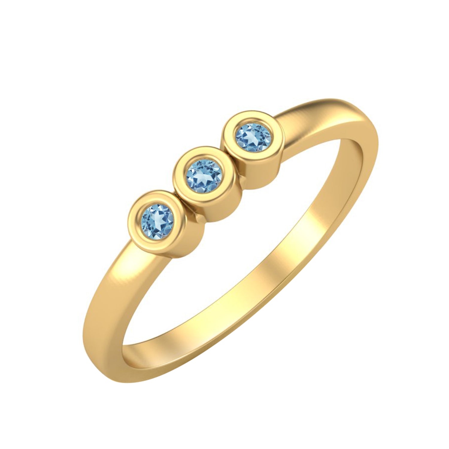 Blue Topaz Three Stone Minimalist Ring - Sterling Silver
