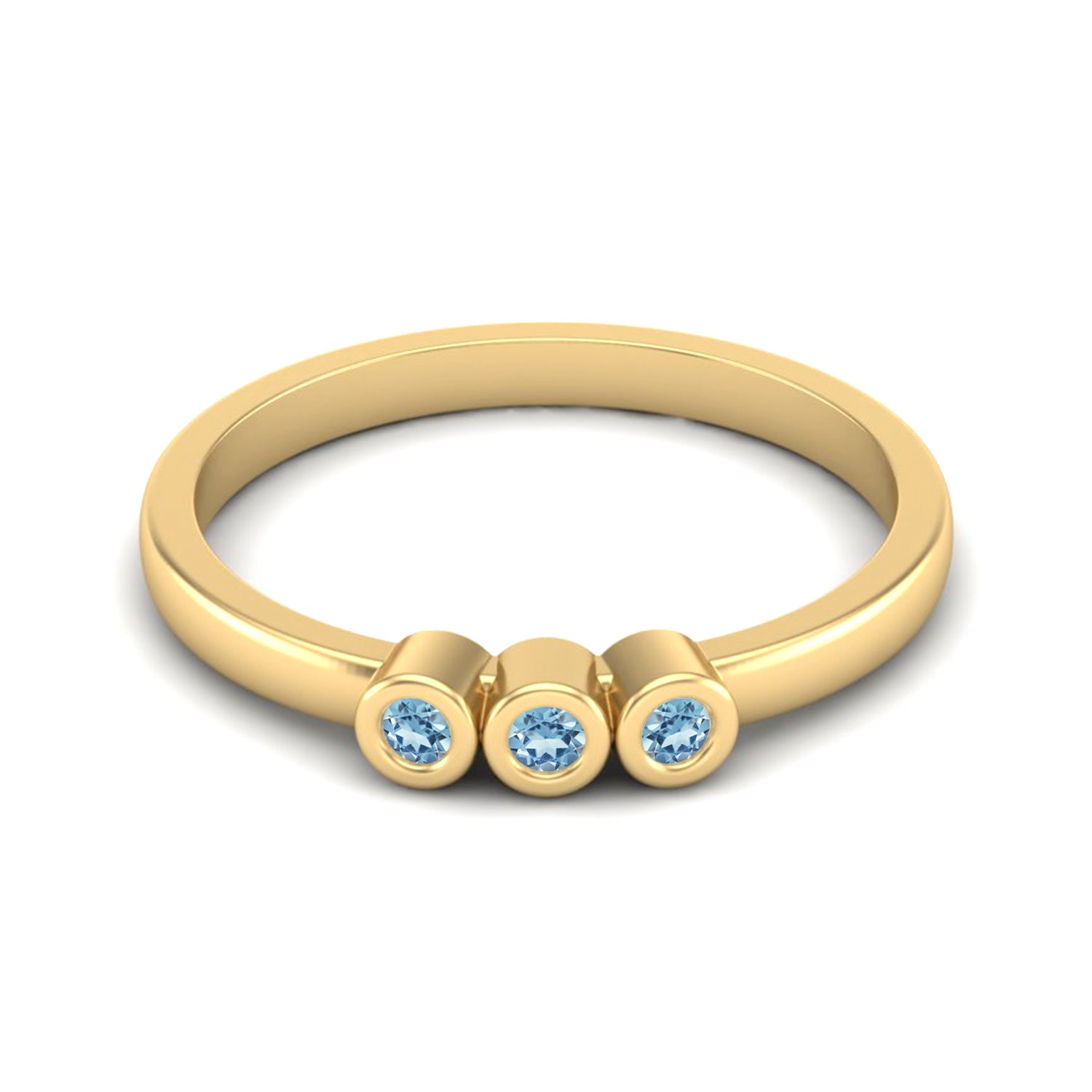 Blue Topaz Three Stone Minimalist Ring - Sterling Silver