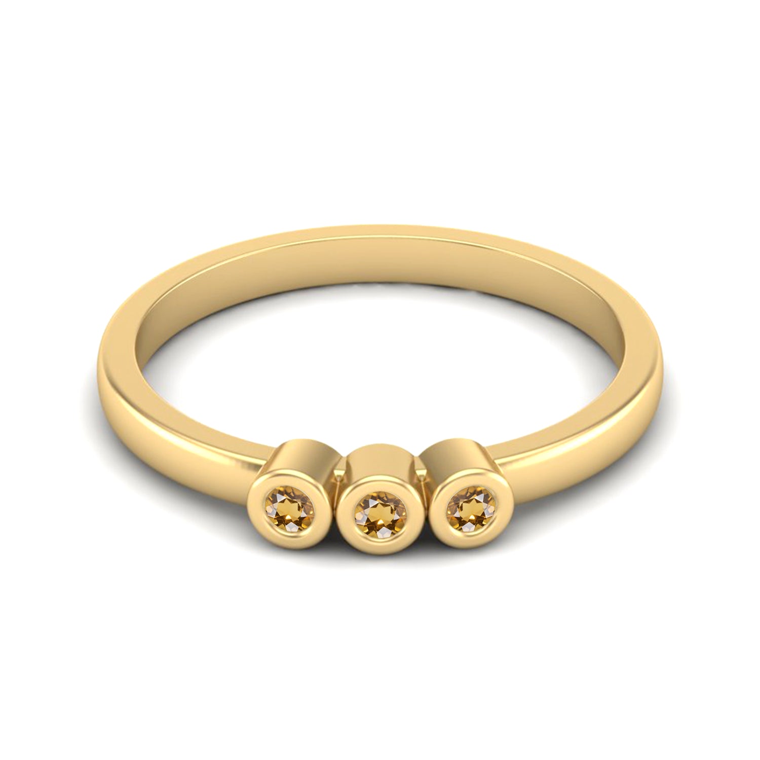 Citrine Triple Stone Minimalist Ring – Sterling Silver