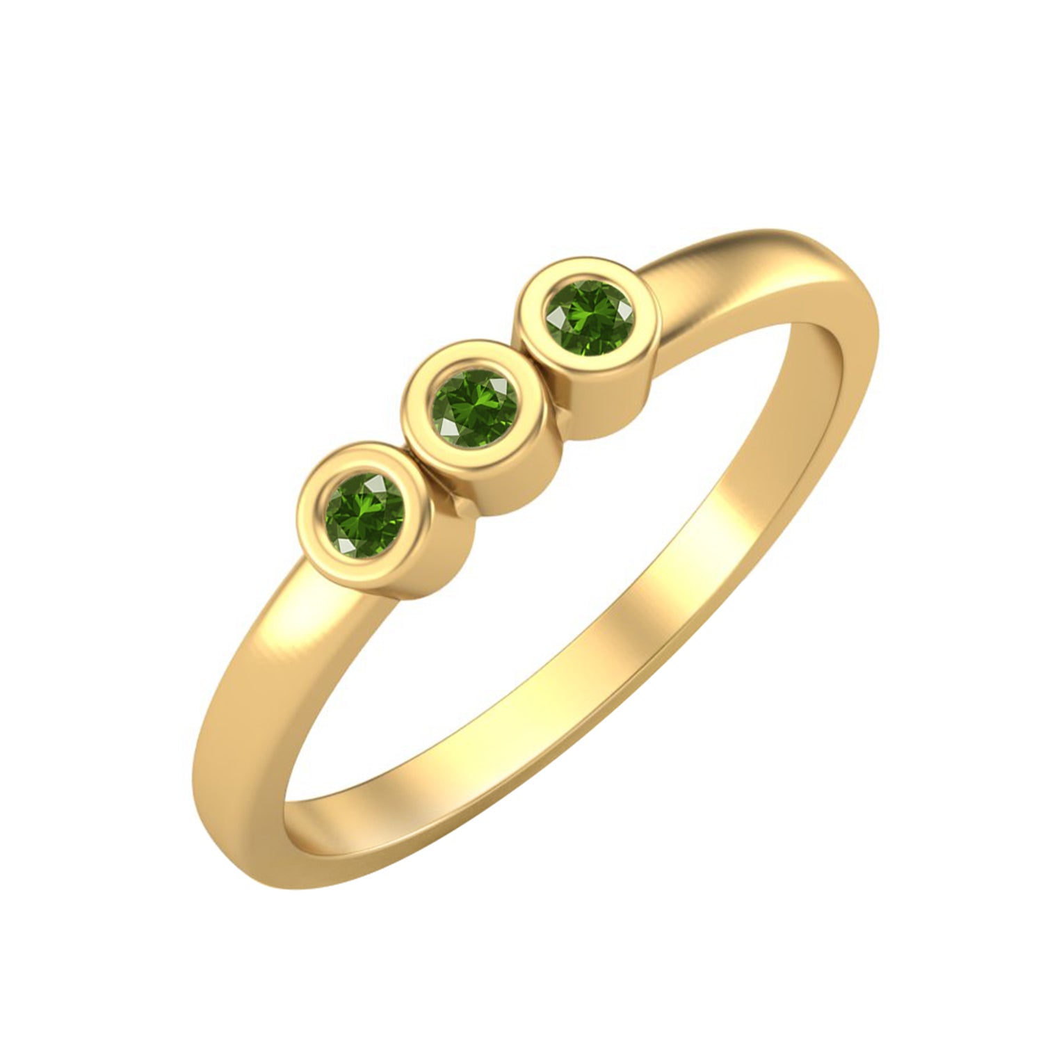 Peridot Three Stone Ring – 14K Yellow Gold