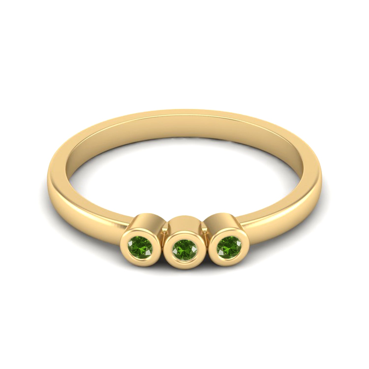 Peridot Three Stone Ring – 14K Yellow Gold