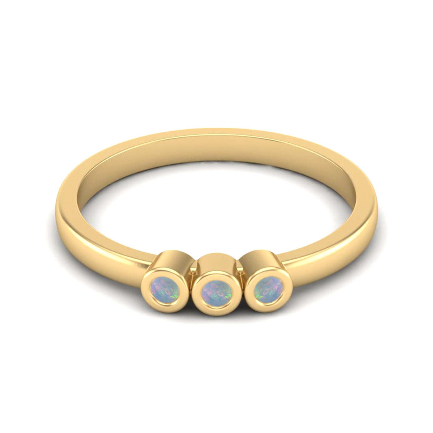 Opal Three Stone Minimalist Ring - Sterling Silver
