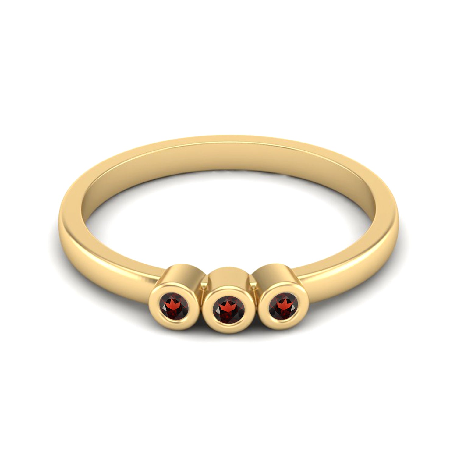 Anello con tre pietre rotonde in granato – Argento Sterling
