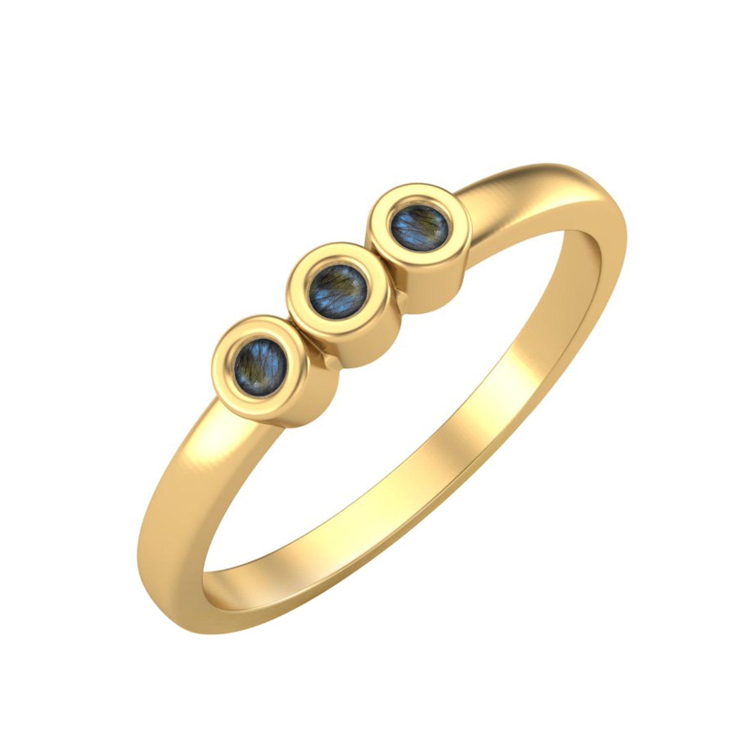 Labradorite Three Stone Minimalist Ring - Sterling Silver