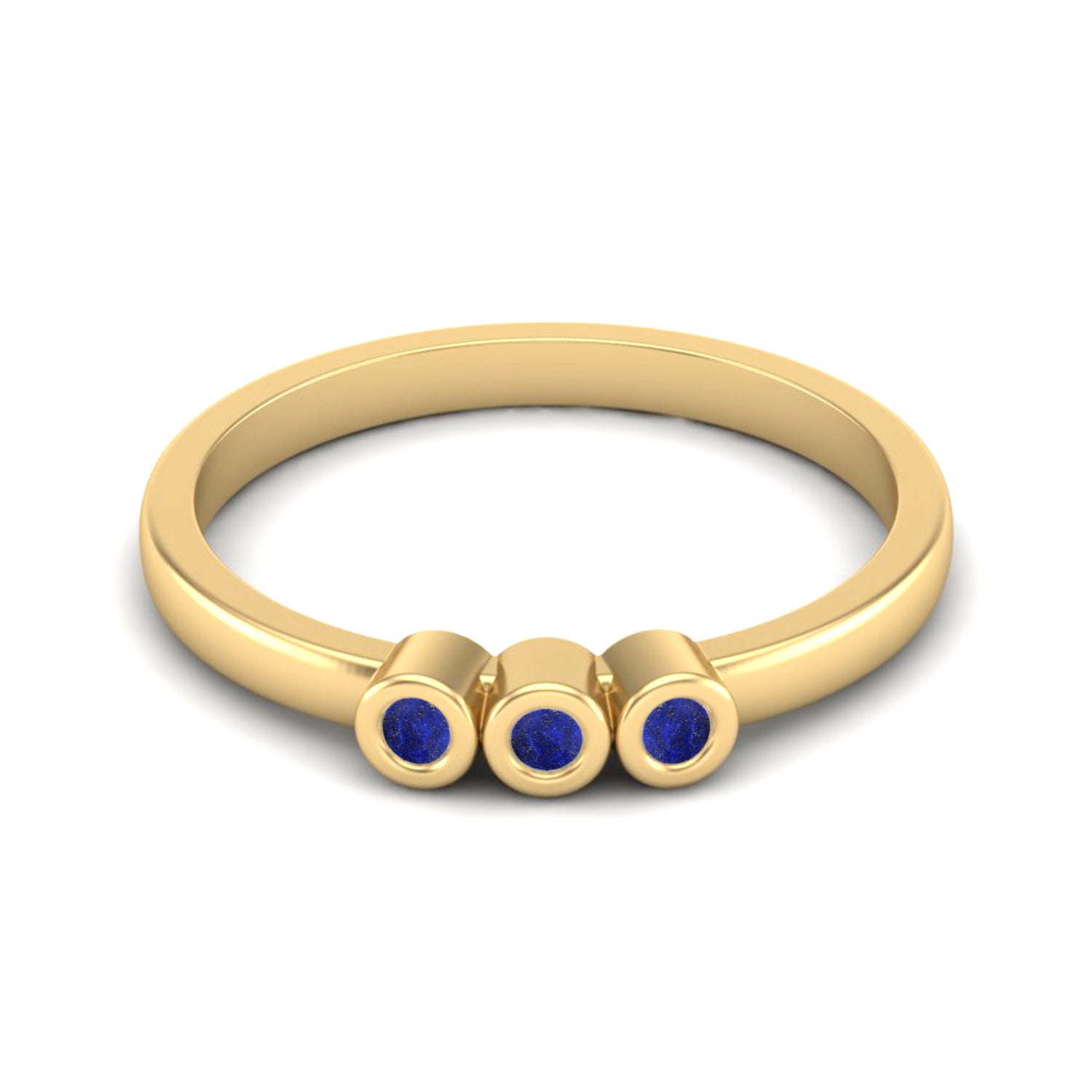 Lapis Lazuli Three Stone Minimalist Ring - Sterling Silver