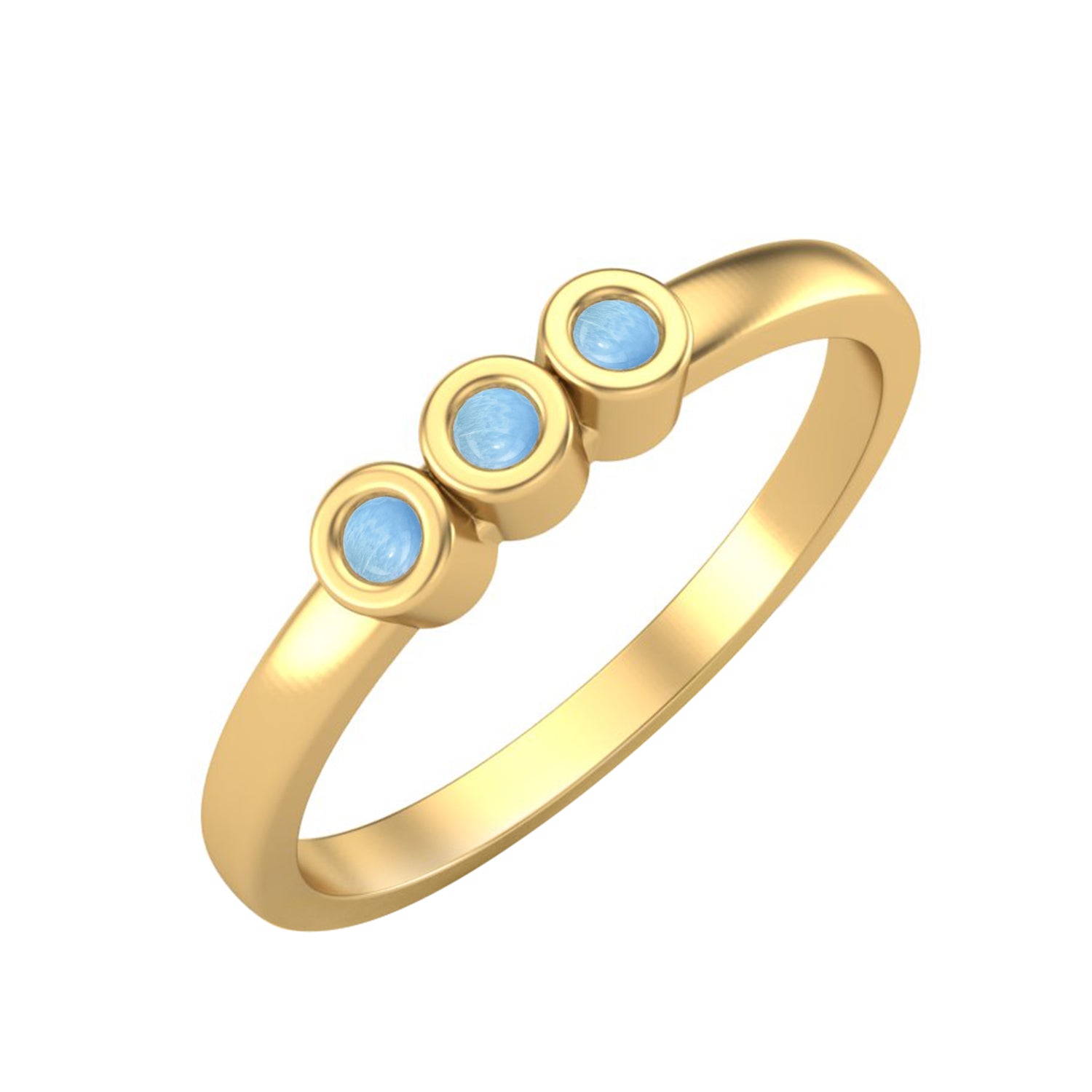 Larimar Three Stone Minimalist Ring - Sterling Silver