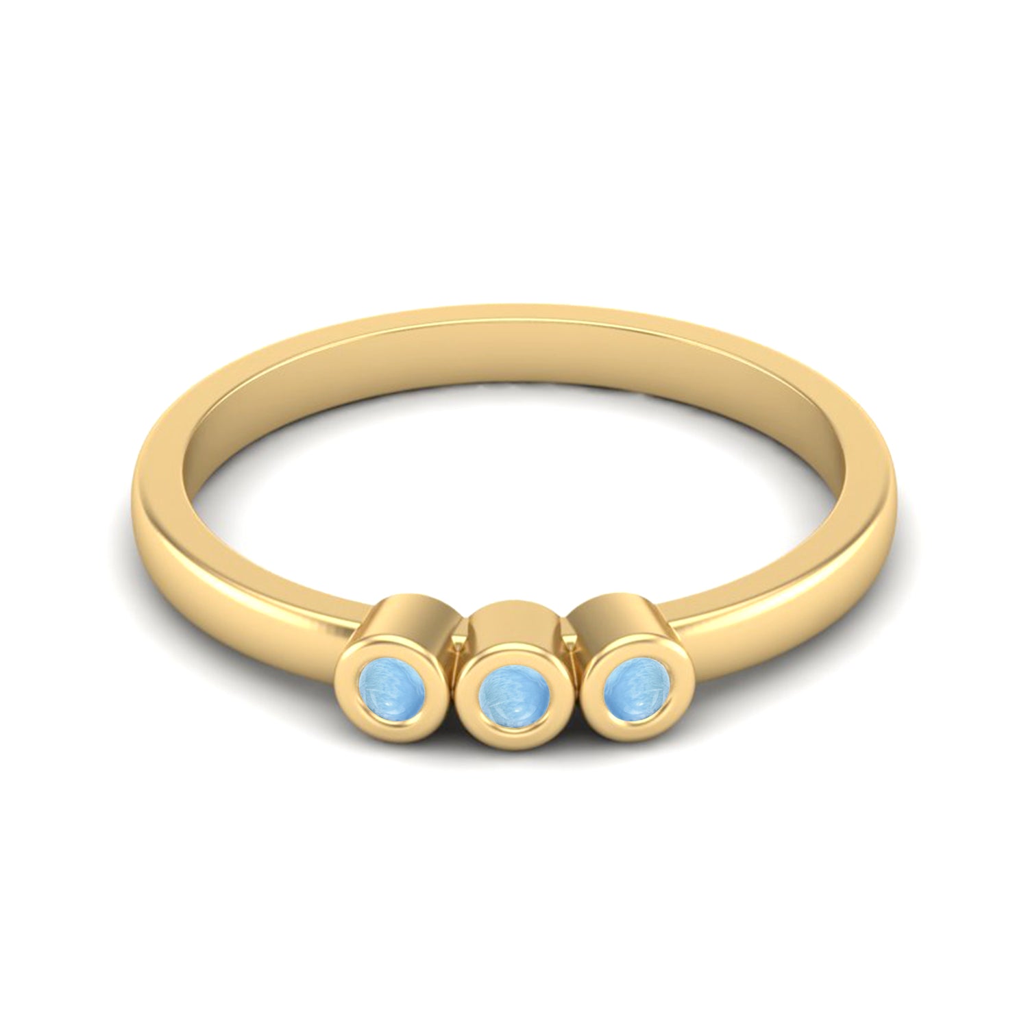 Larimar Three Stone Minimalist Ring - Sterling Silver