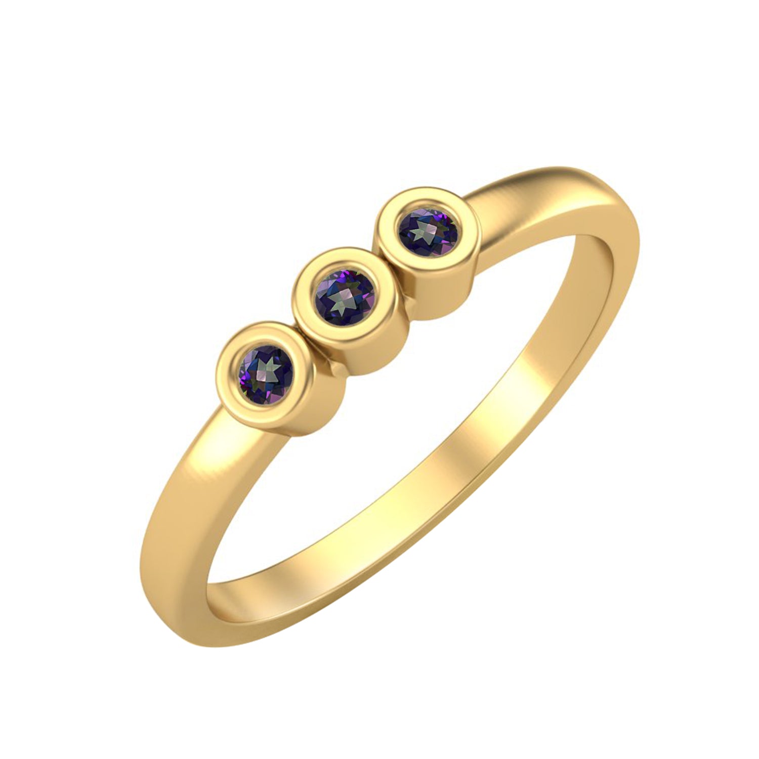 Mystic Topaz Three Stone Minimalist Ring - Sterling Silver