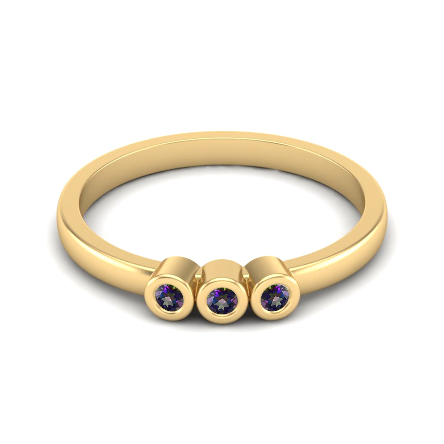 Mystic Topaz Three Stone Minimalist Ring - Sterling Silver