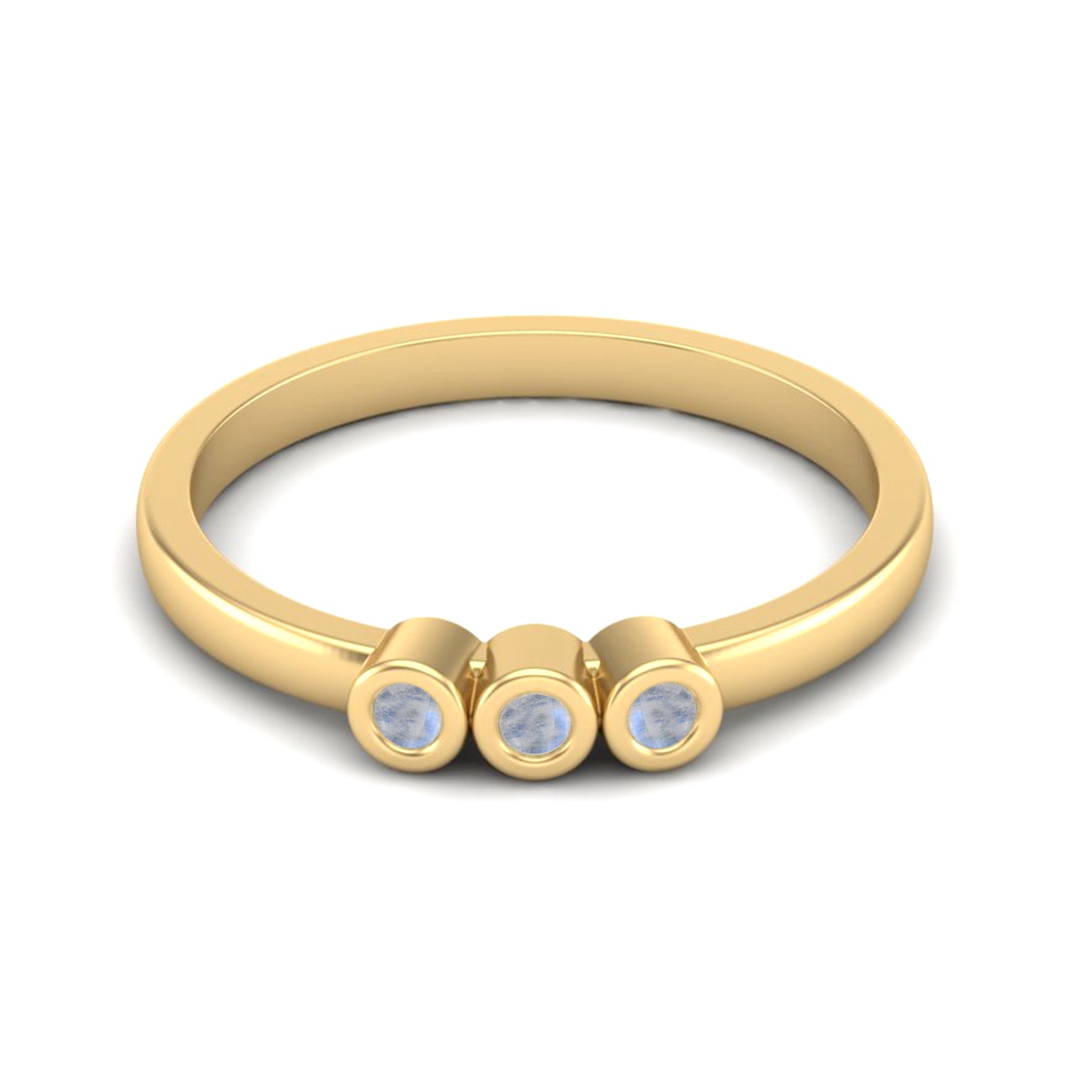 Moonstone Three Stone Minimalist Ring - Sterling Silver