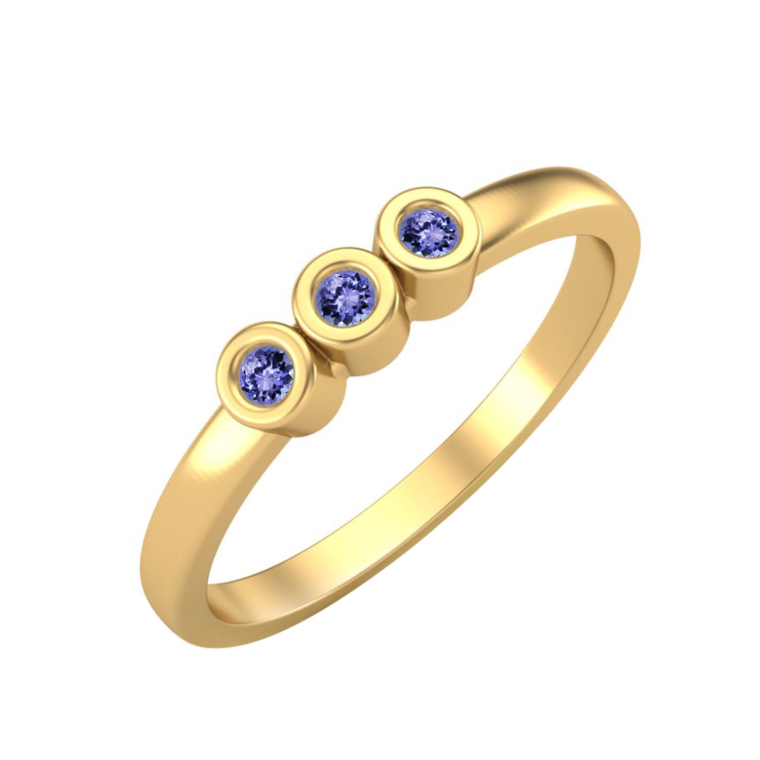 Tanzanite Three Stone Minimalist Ring - Sterling Silver