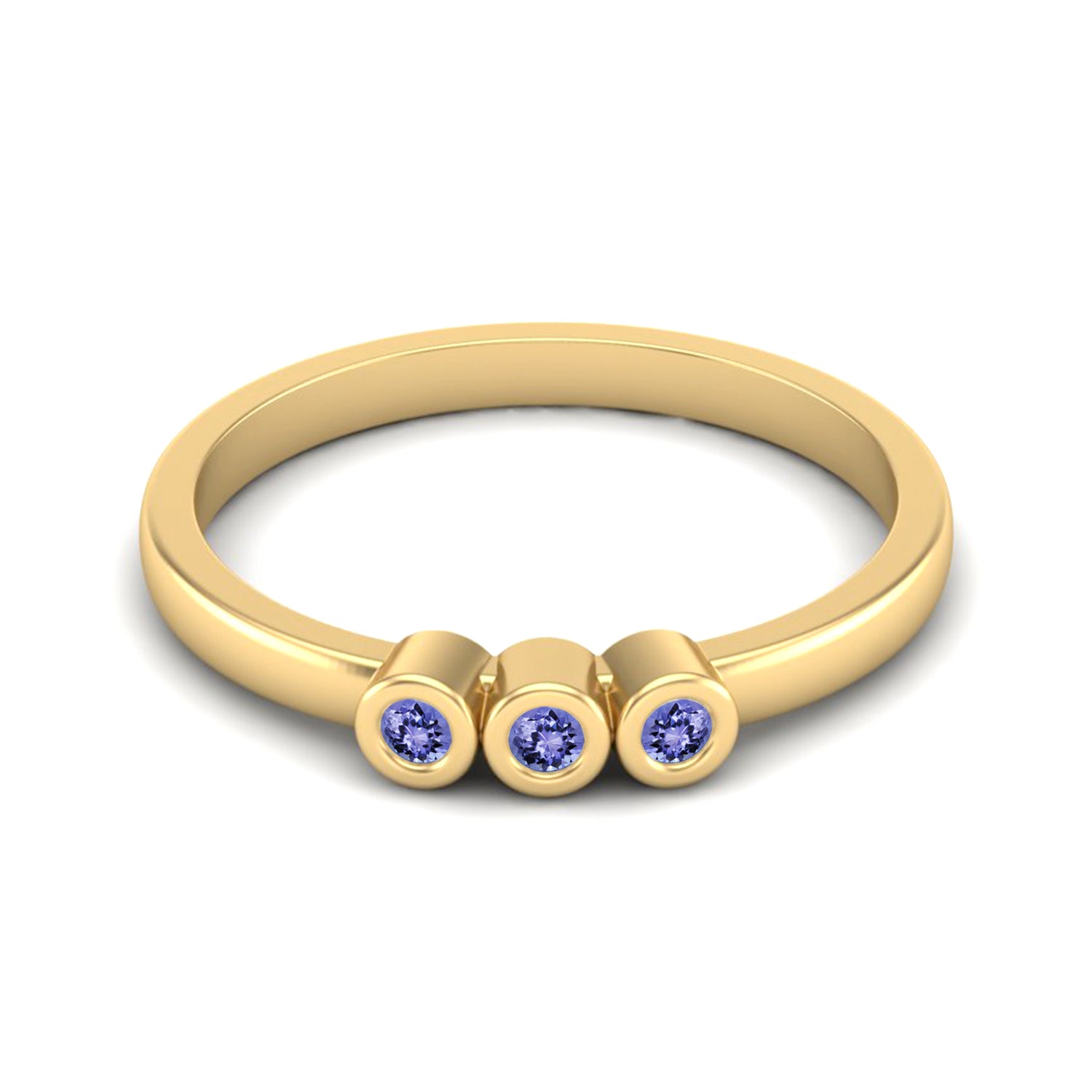 Tanzanite Three Stone Minimalist Ring - Sterling Silver