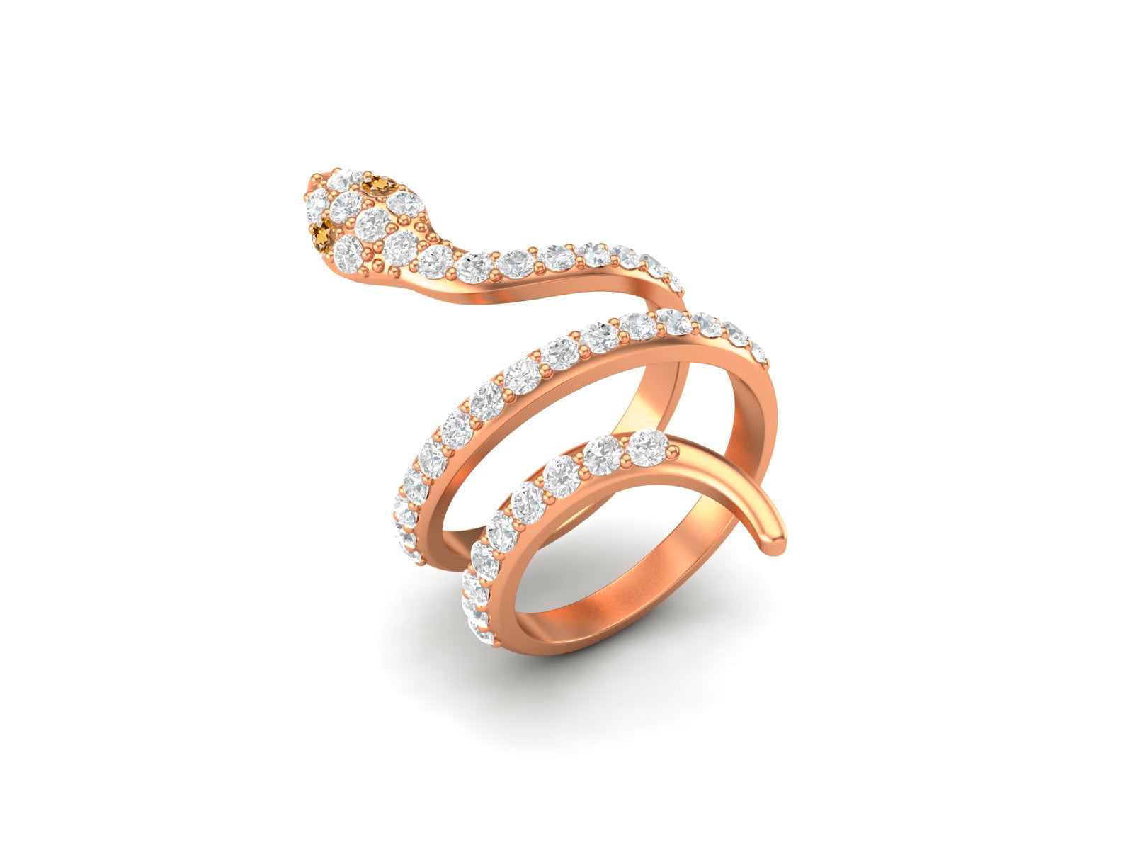 Citrine Eyes Snake Wrap Ring – Sterling Silver