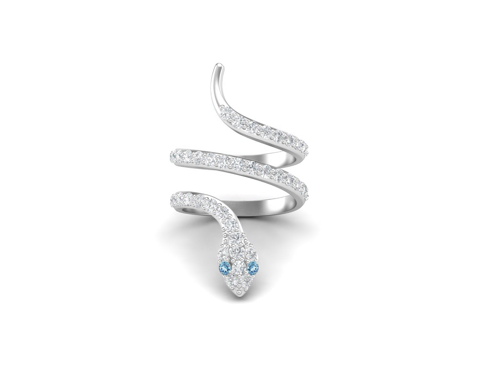 Blue Topaz Eyes Cobra Snake Ring – Sterling Silver