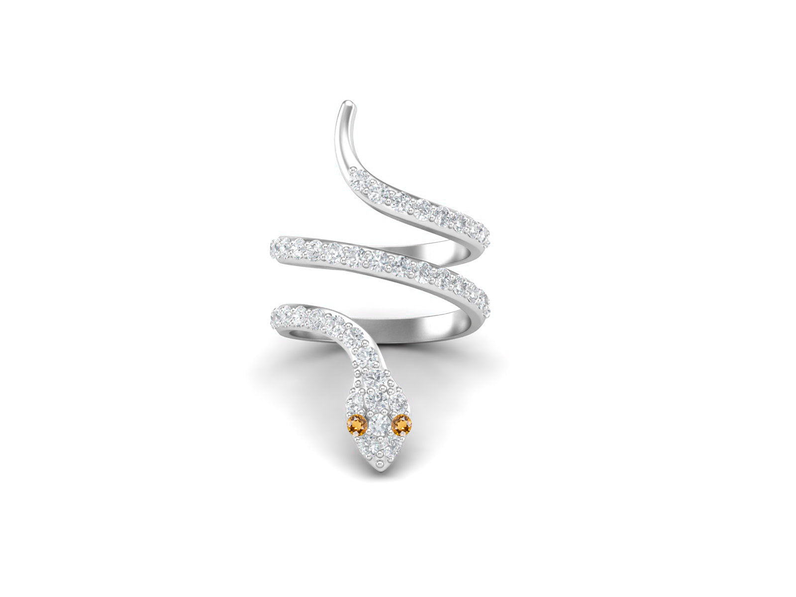 Citrine Eyes Snake Wrap Ring – Sterling Silver