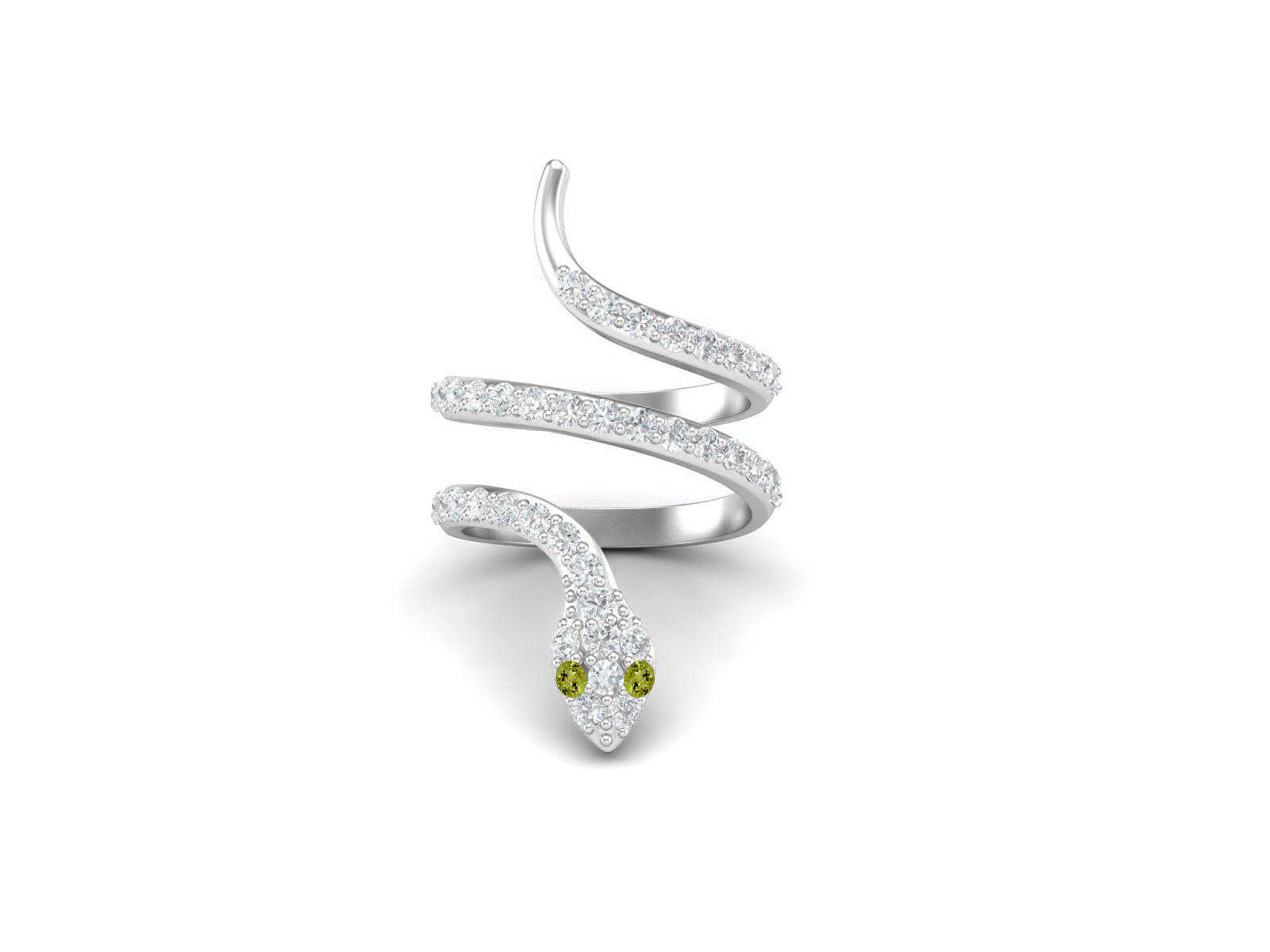 Peridot Eyes Cobra Snake Ring – Sterling Silver