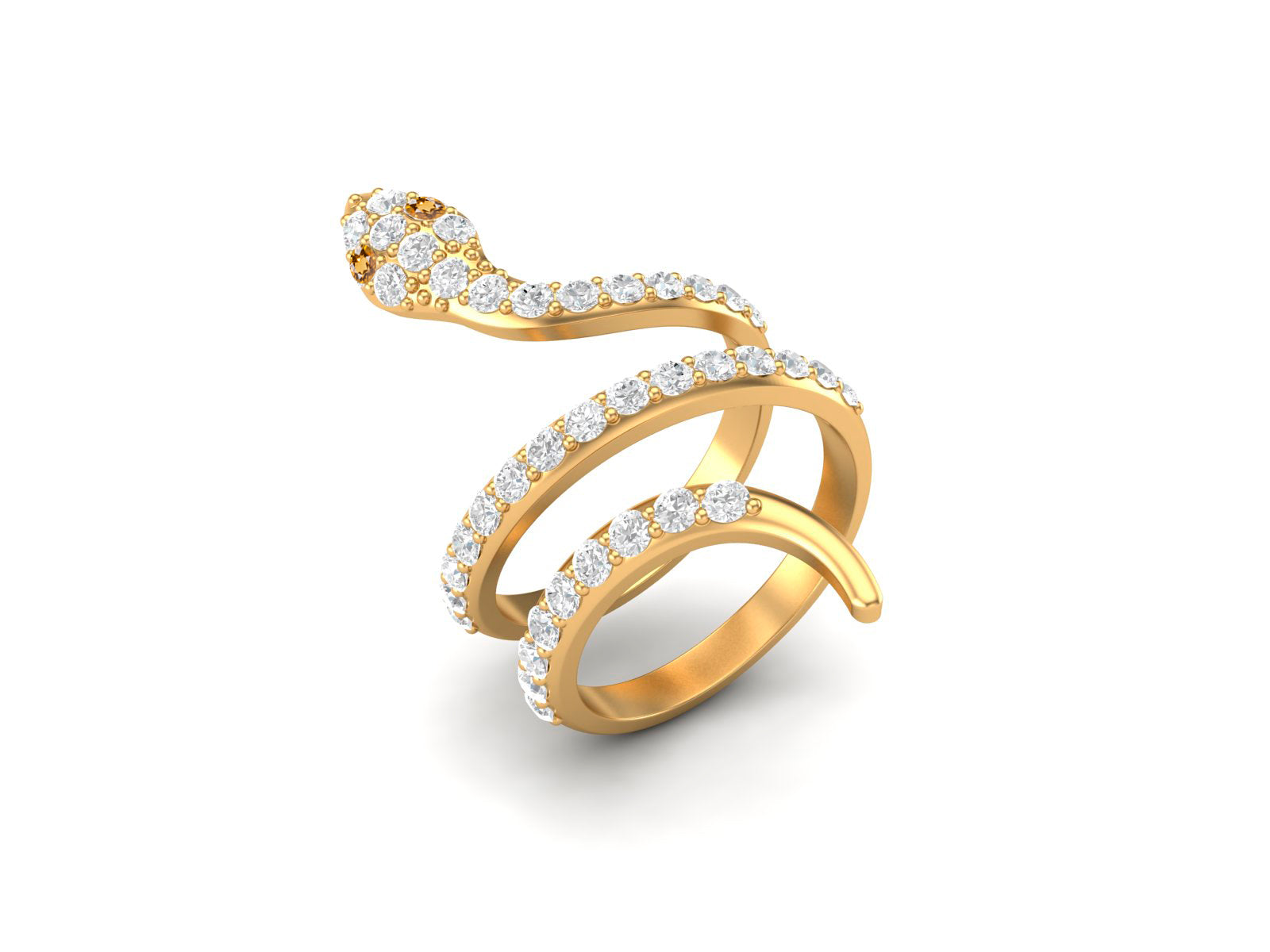Citrine Eyes Snake Wrap Ring – Sterling Silver