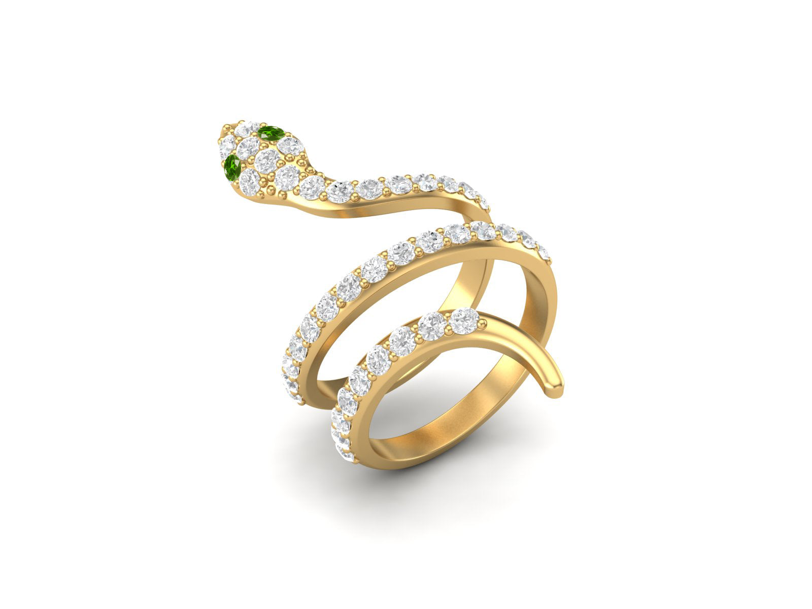 Emerald Eyes Cobra Snake Ring – Sterling Silver