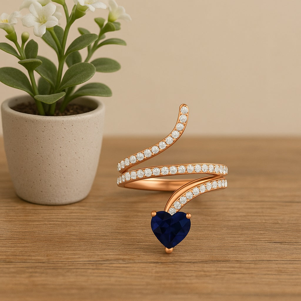 Blue Sapphire Snake Ring – Sterling Silver