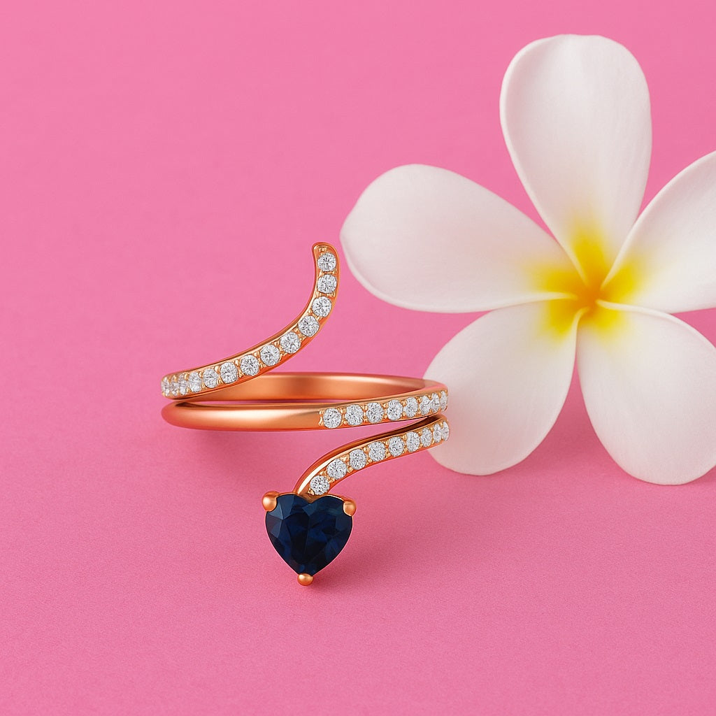 Blue Sapphire Snake Ring – Sterling Silver