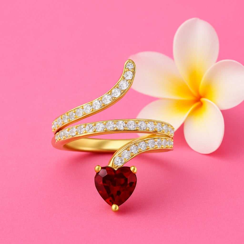 Anello a serpente con granato intrecciato – Argento Sterling