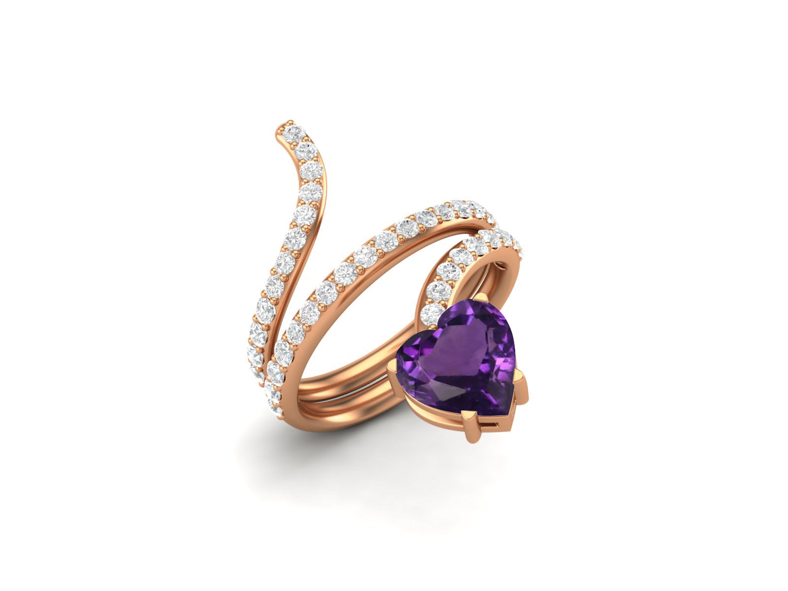 Amethyst Twisted Wrap Design Ring – Sterling Silver