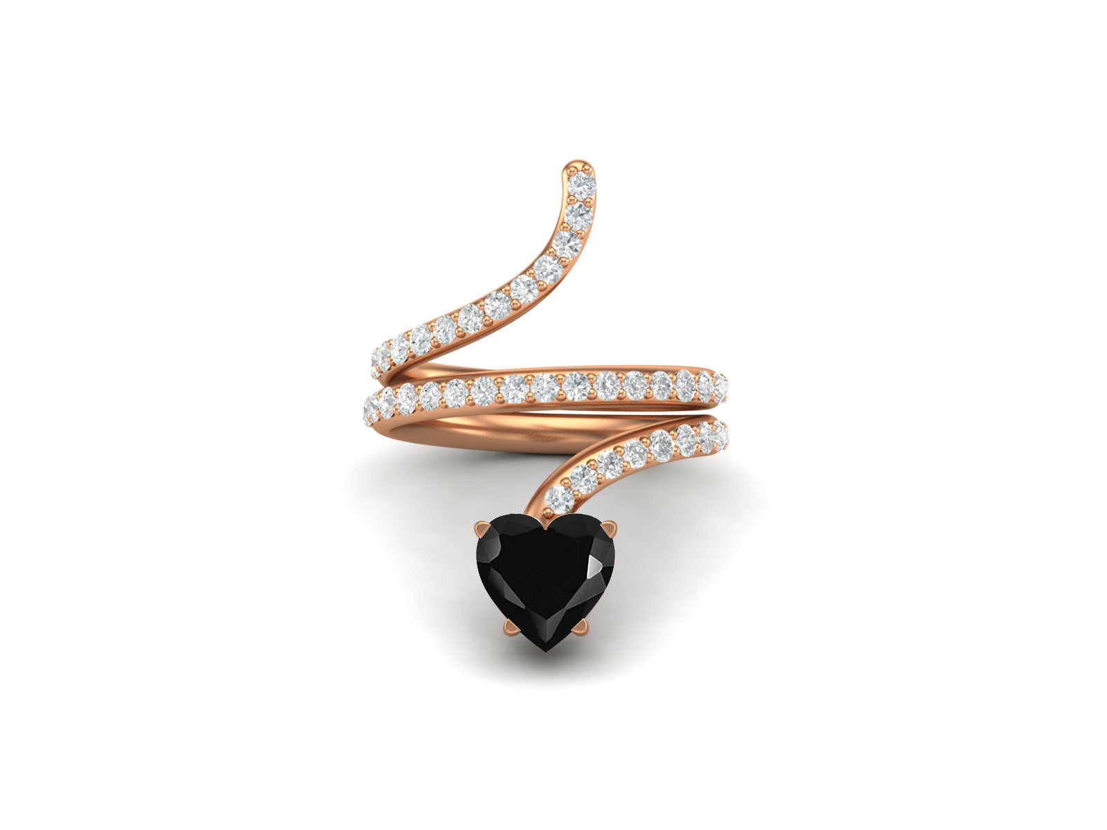 Anello a forma di serpente in argento sterling 925 con spinello nero