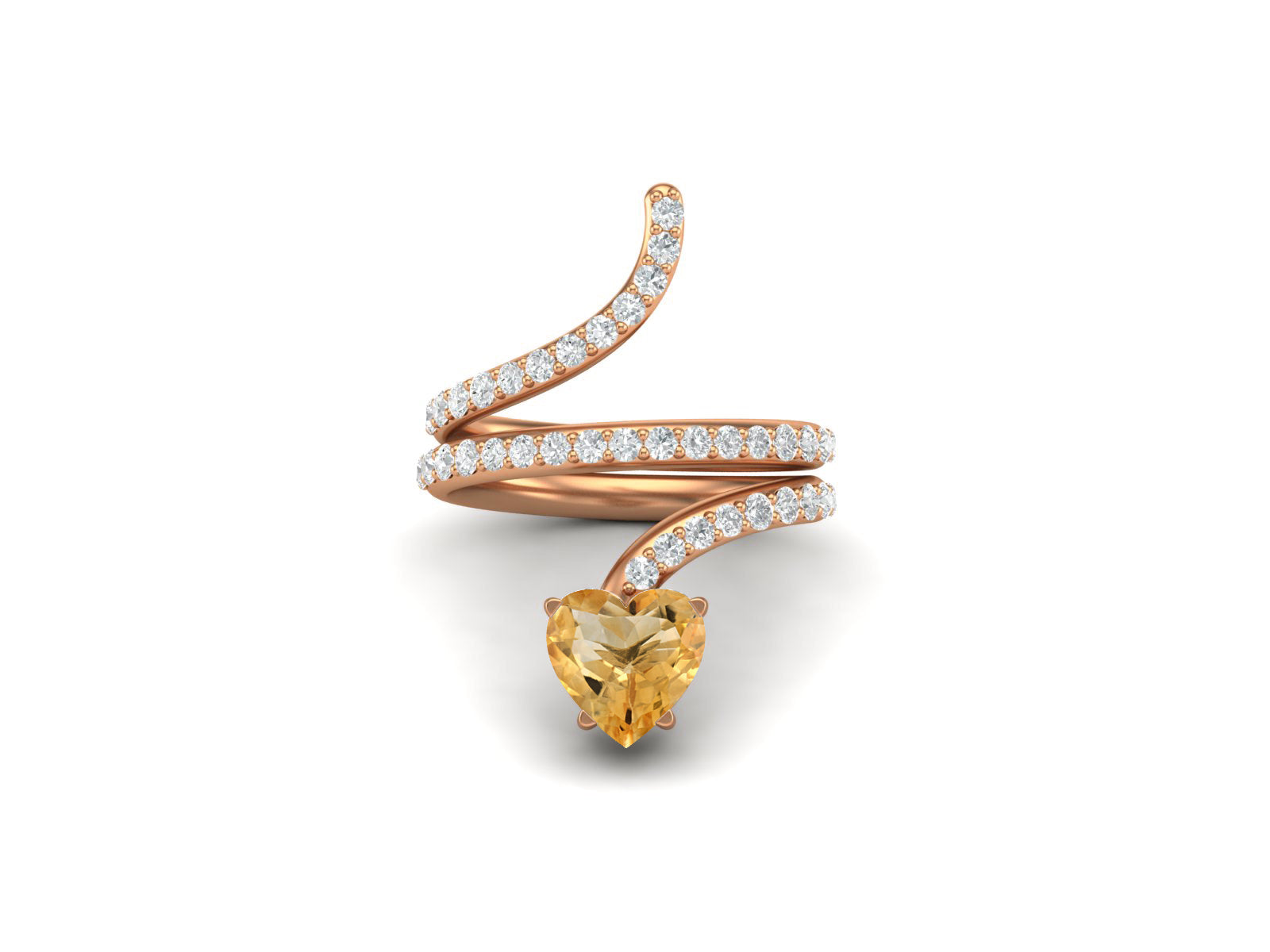 Citrine Twisted Wrap Design Ring – Sterling Silver