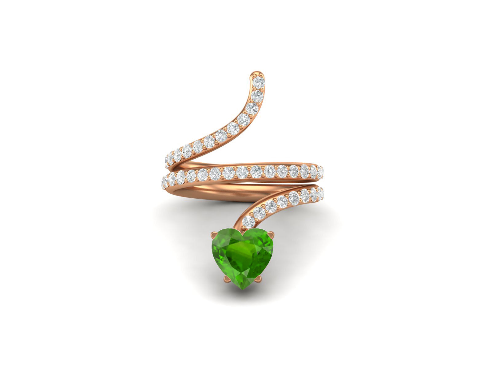 Emerald Heart Shape Twisted Ring – Sterling Silver
