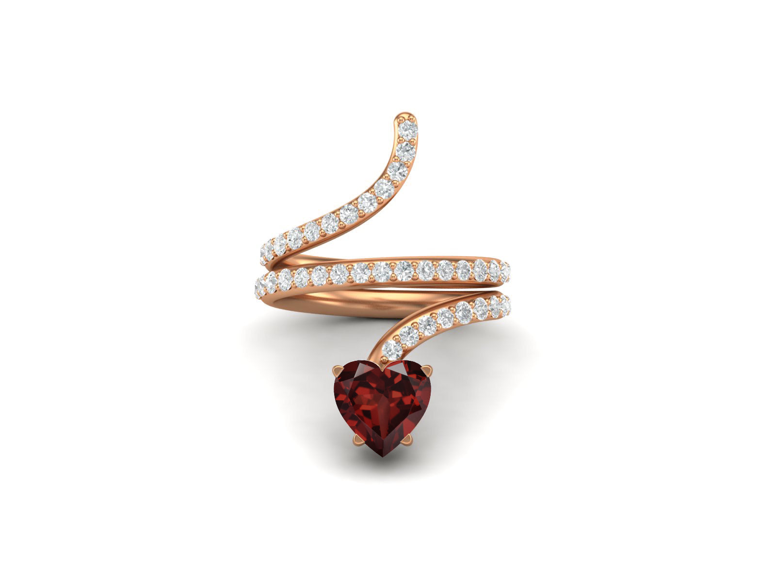 Anello a serpente con granato intrecciato – Argento Sterling
