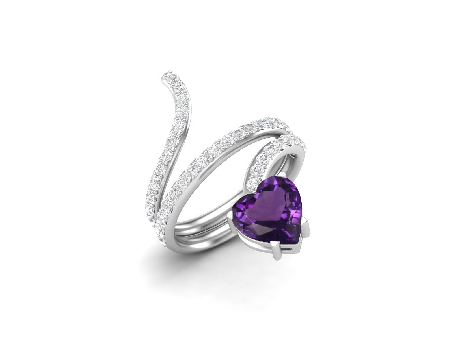 Amethyst Twisted Wrap Design Ring – Sterling Silver