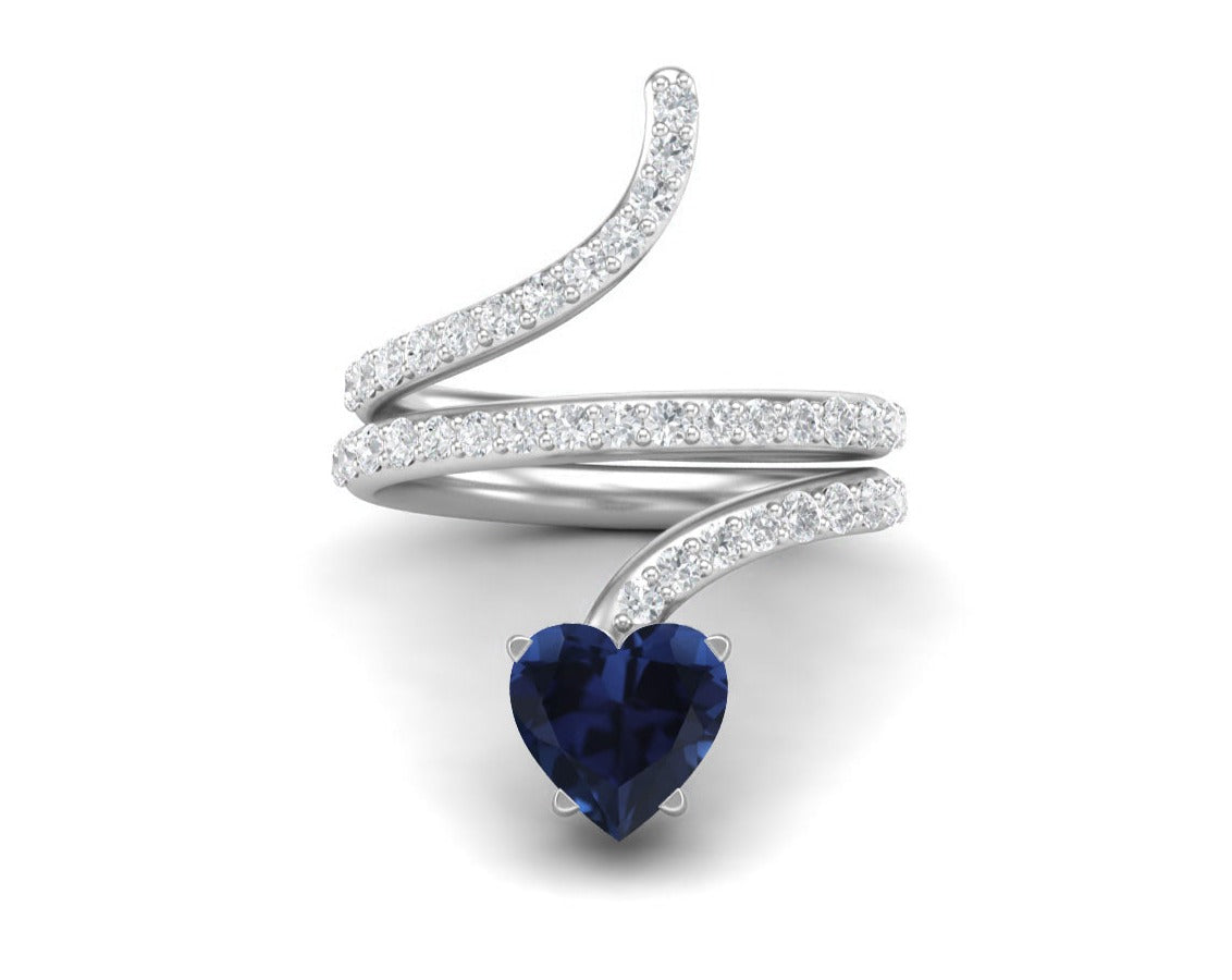 Blue Sapphire Snake Ring – Sterling Silver