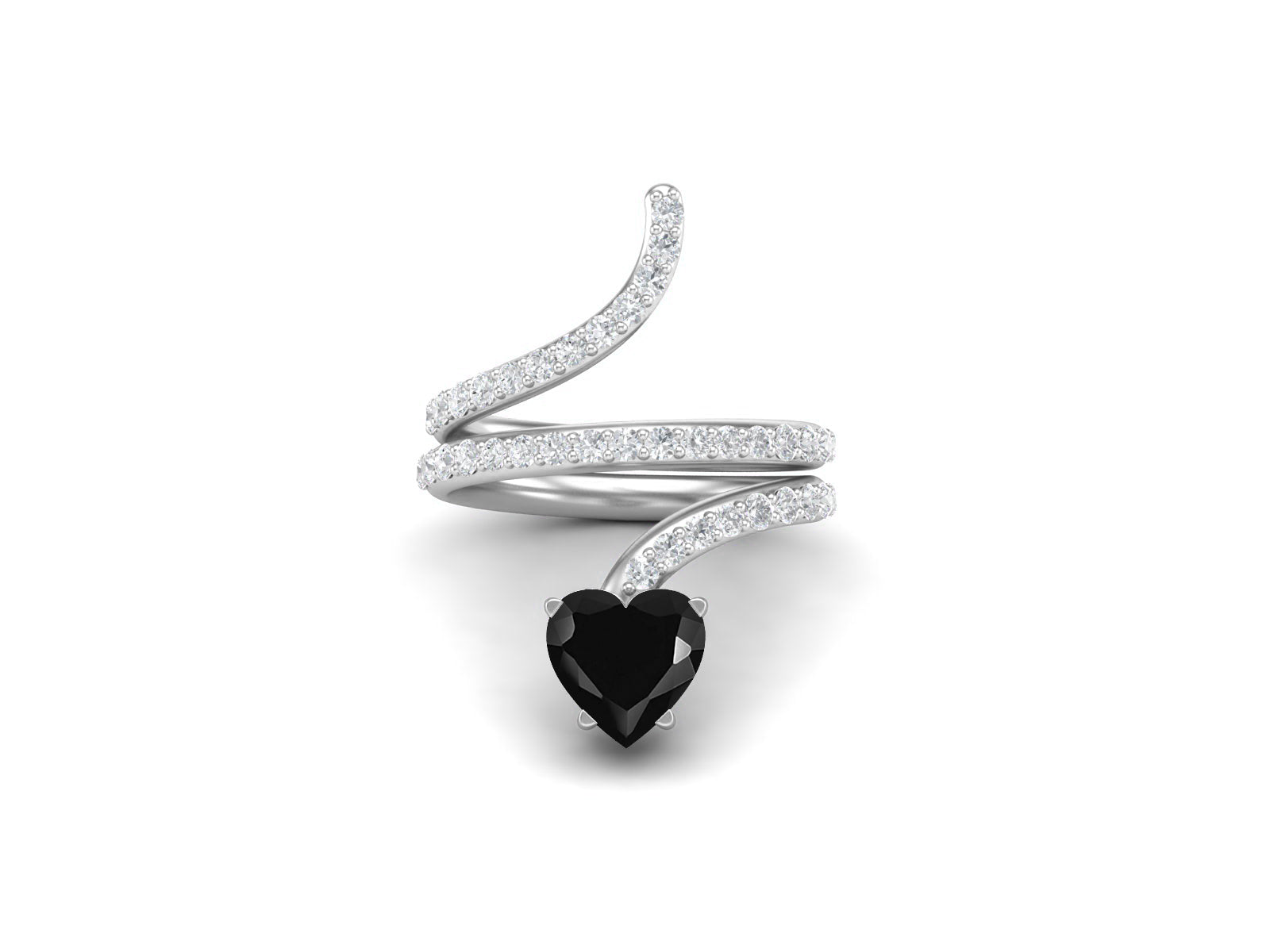 Black Spinel Snake Ring – Sterling Silver