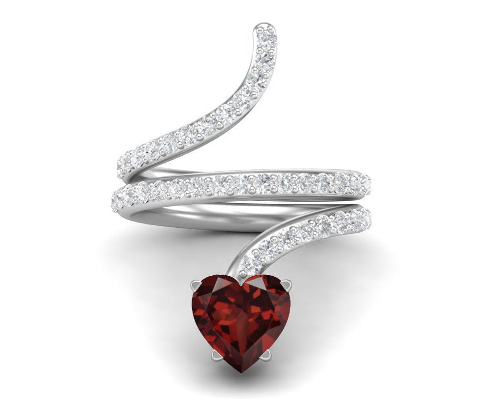 Garnet Twisted Wrap Snake Ring – Sterling Silver