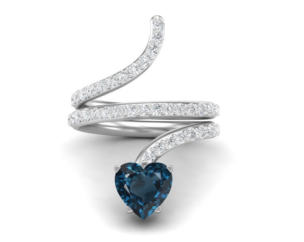 London Blue Topaz Twisted Wrap Design Ring – Sterling Silver