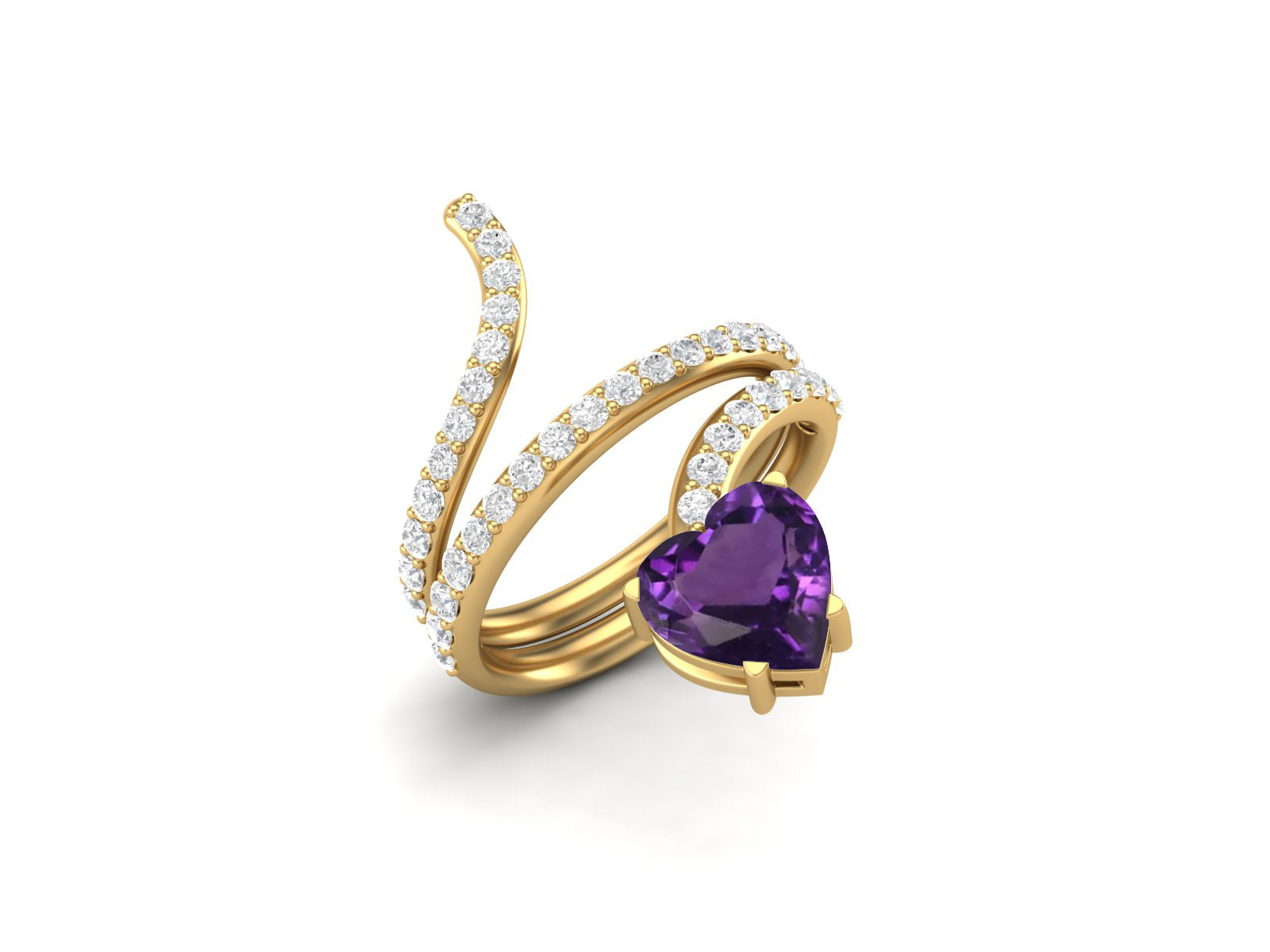 Amethyst Twisted Wrap Design Ring – Sterling Silver