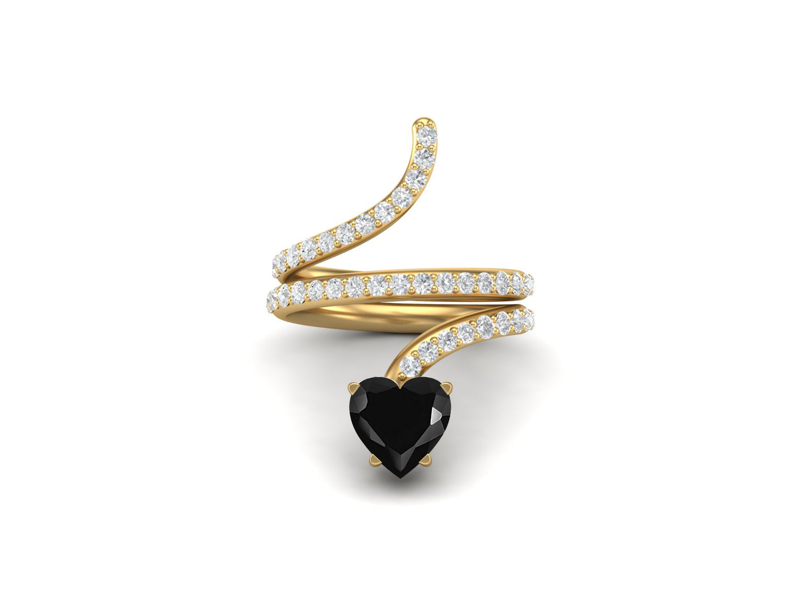 Anello a forma di serpente in argento sterling 925 con spinello nero