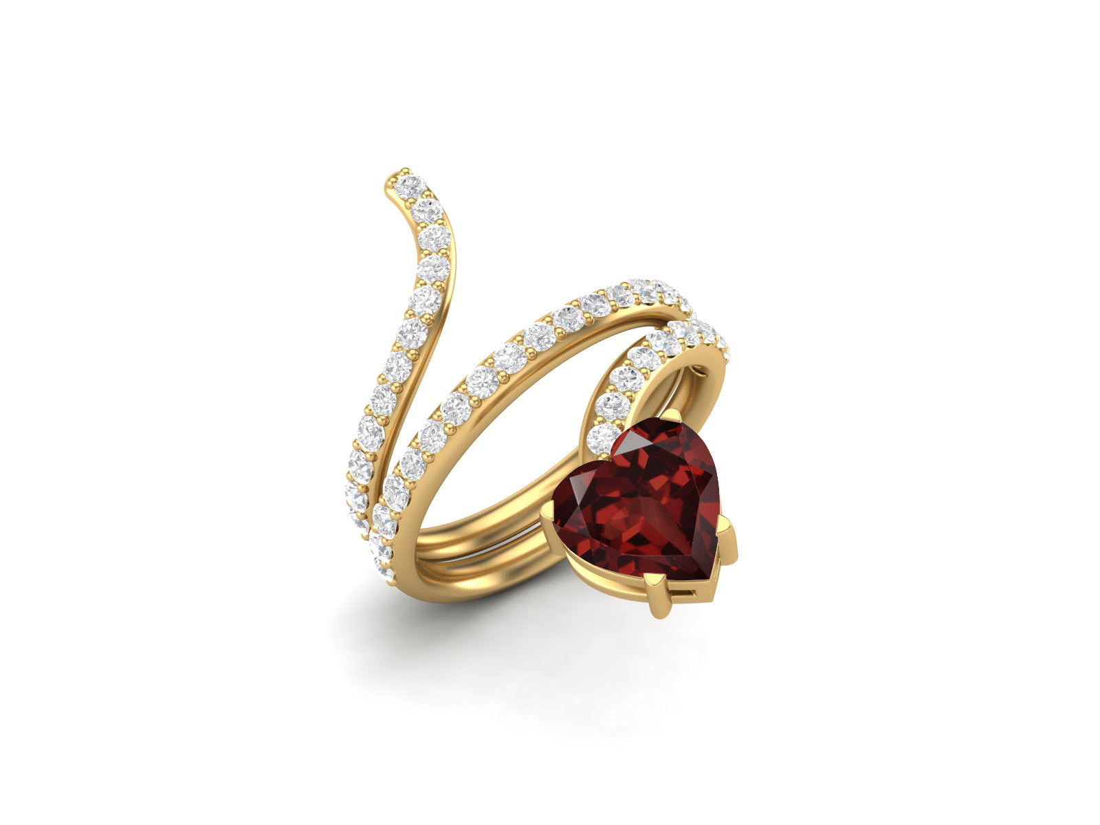Anello a serpente con granato intrecciato – Argento Sterling