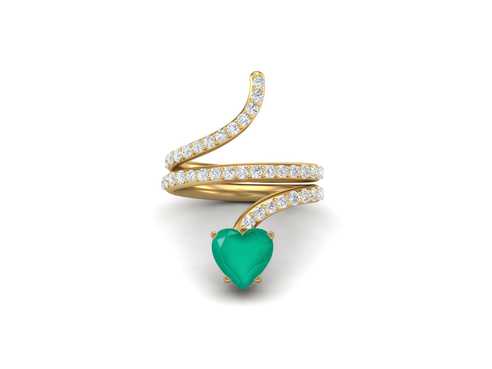 Anello a forma di serpente in onice verde a forma di cuore da 7 mm in argento sterling 925