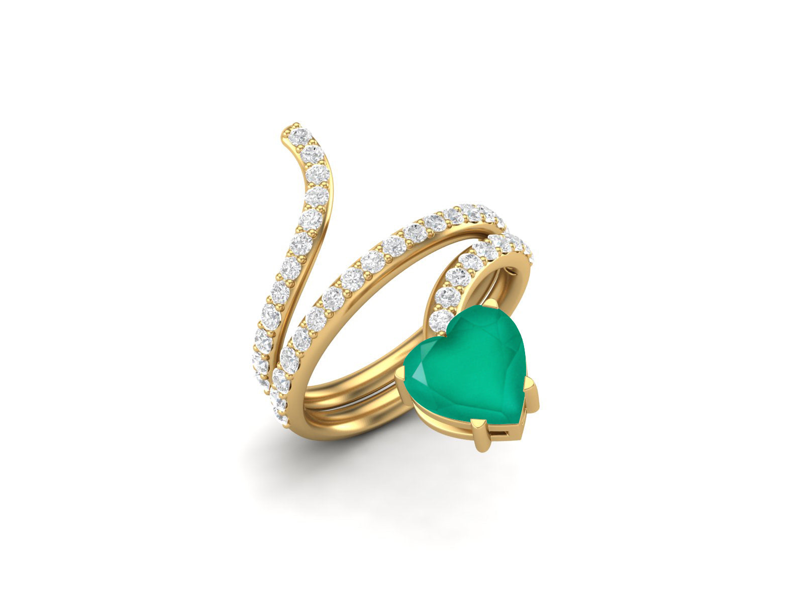Anello a forma di serpente in onice verde a forma di cuore da 7 mm in argento sterling 925