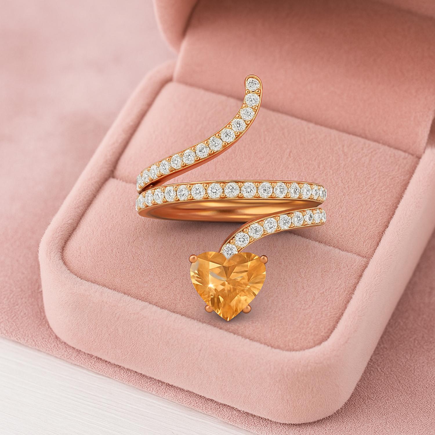 Citrine Twisted Wrap Design Ring – Sterling Silver
