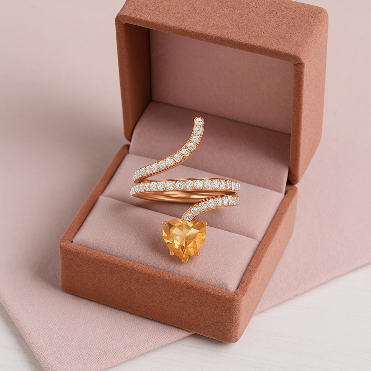Citrine Twisted Wrap Design Ring – Sterling Silver