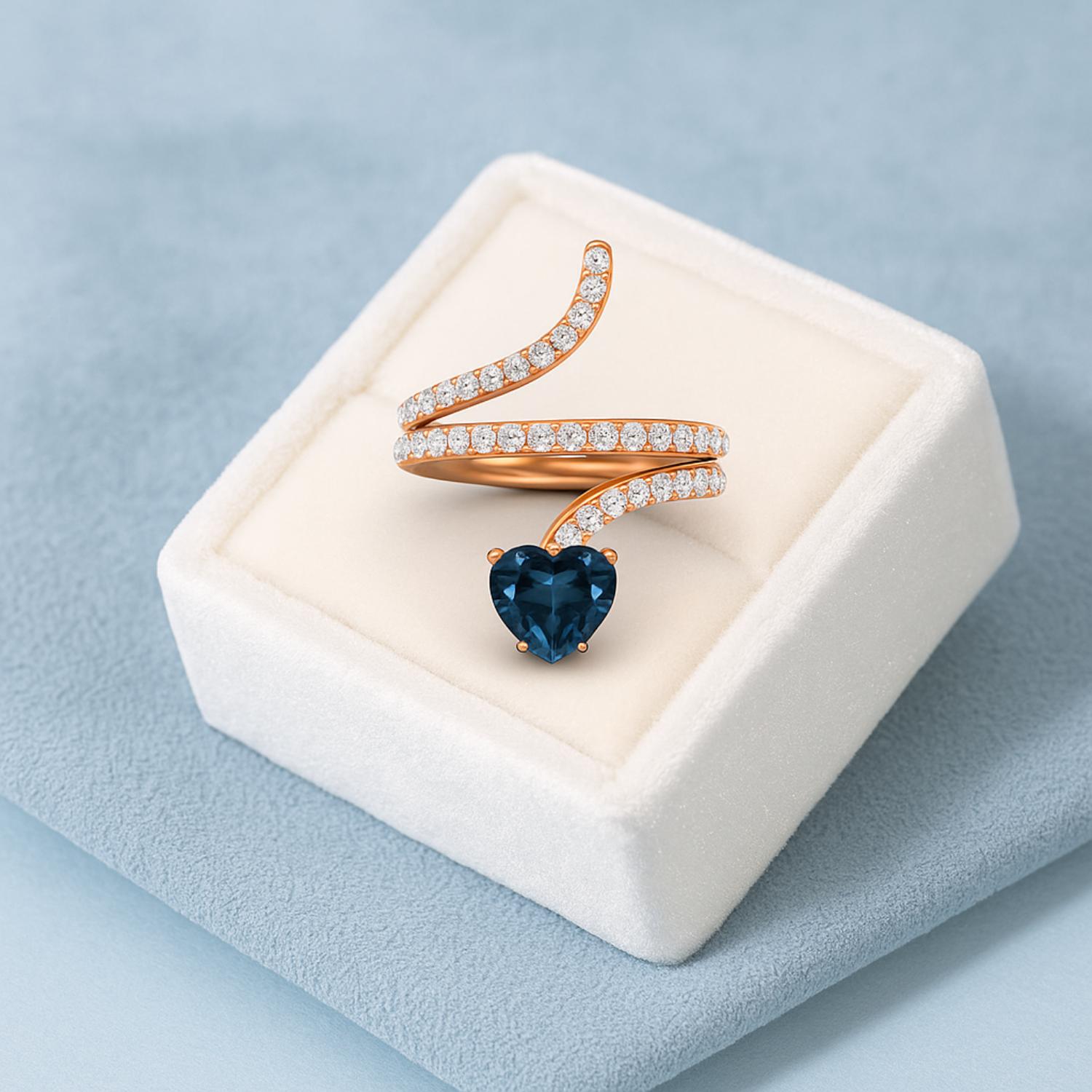 London Blue Topaz Twisted Wrap Design Ring – Sterling Silver