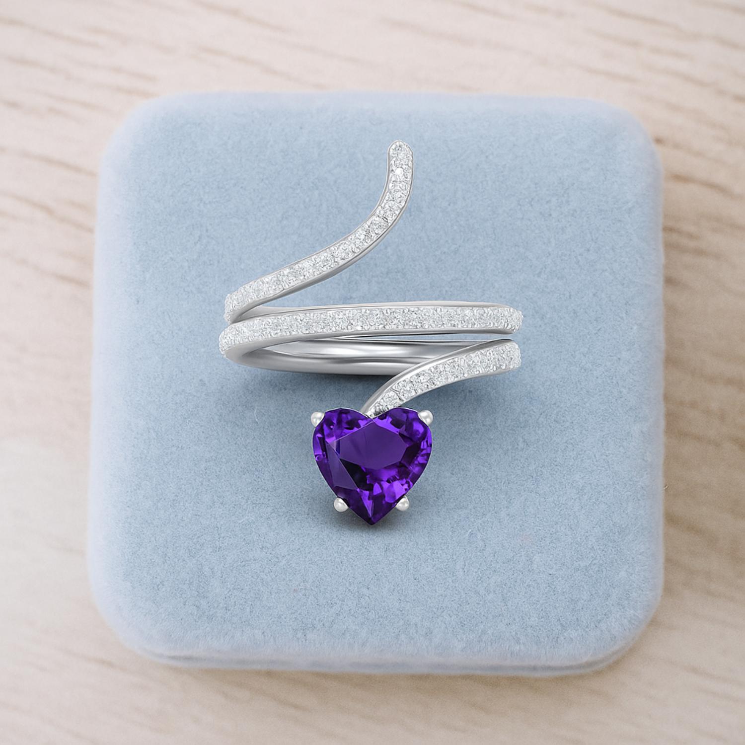 Amethyst Twisted Wrap Design Ring – Sterling Silver
