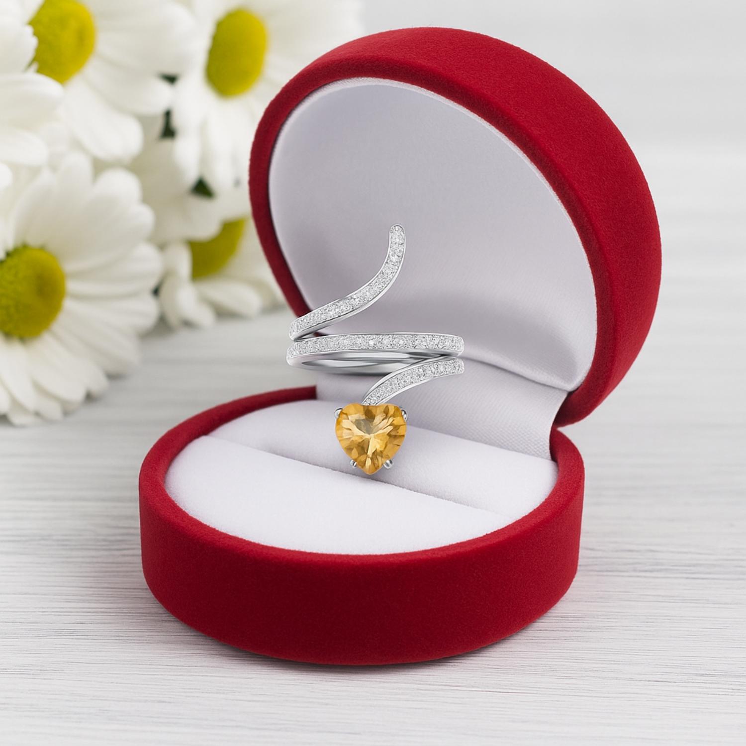 Citrine Twisted Wrap Design Ring – Sterling Silver