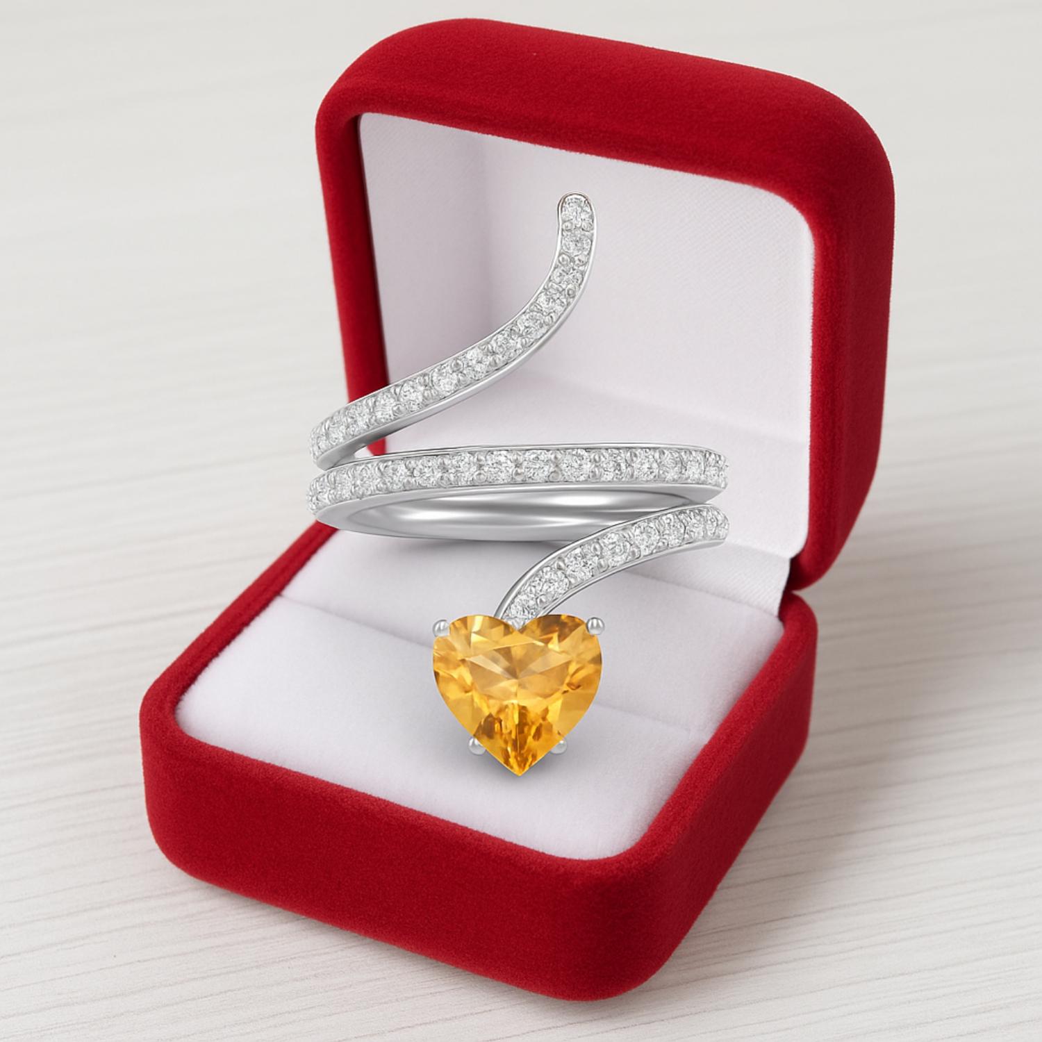 Citrine Twisted Wrap Design Ring – Sterling Silver