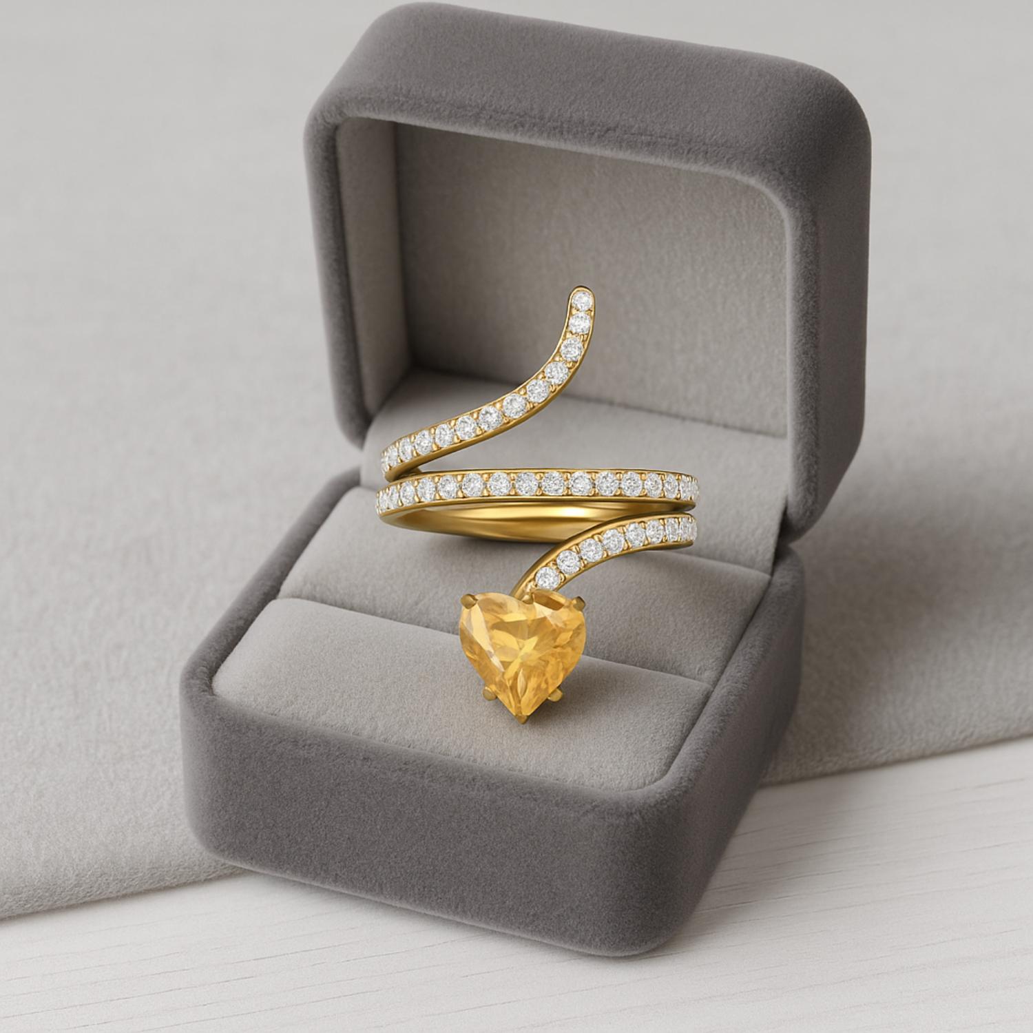 Citrine Twisted Wrap Design Ring – Sterling Silver