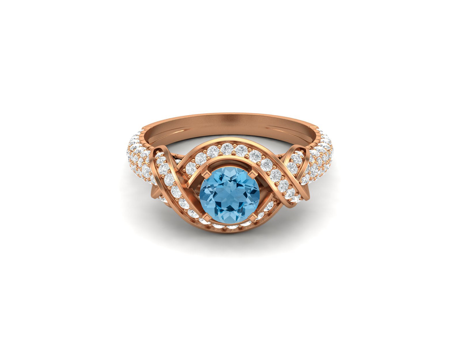 Swiss Blue Topaz Infinity Twist Design Ring - Sterling Silver