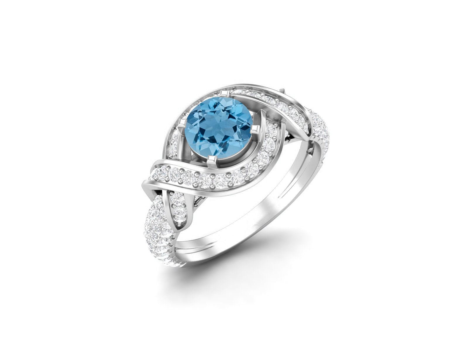 Swiss Blue Topaz Infinity Twist Design Ring - Sterling Silver