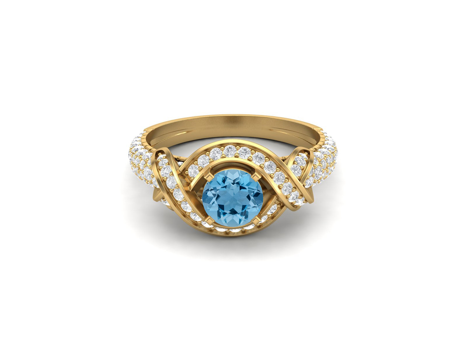 Swiss Blue Topaz Infinity Twist Design Ring - Sterling Silver